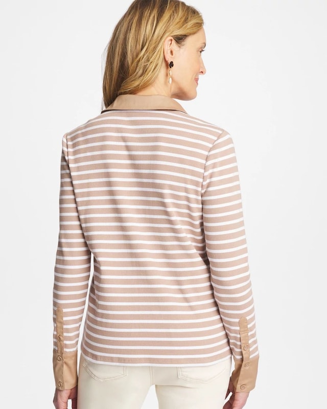 Striped Collared Rib Mix Henley - image 3